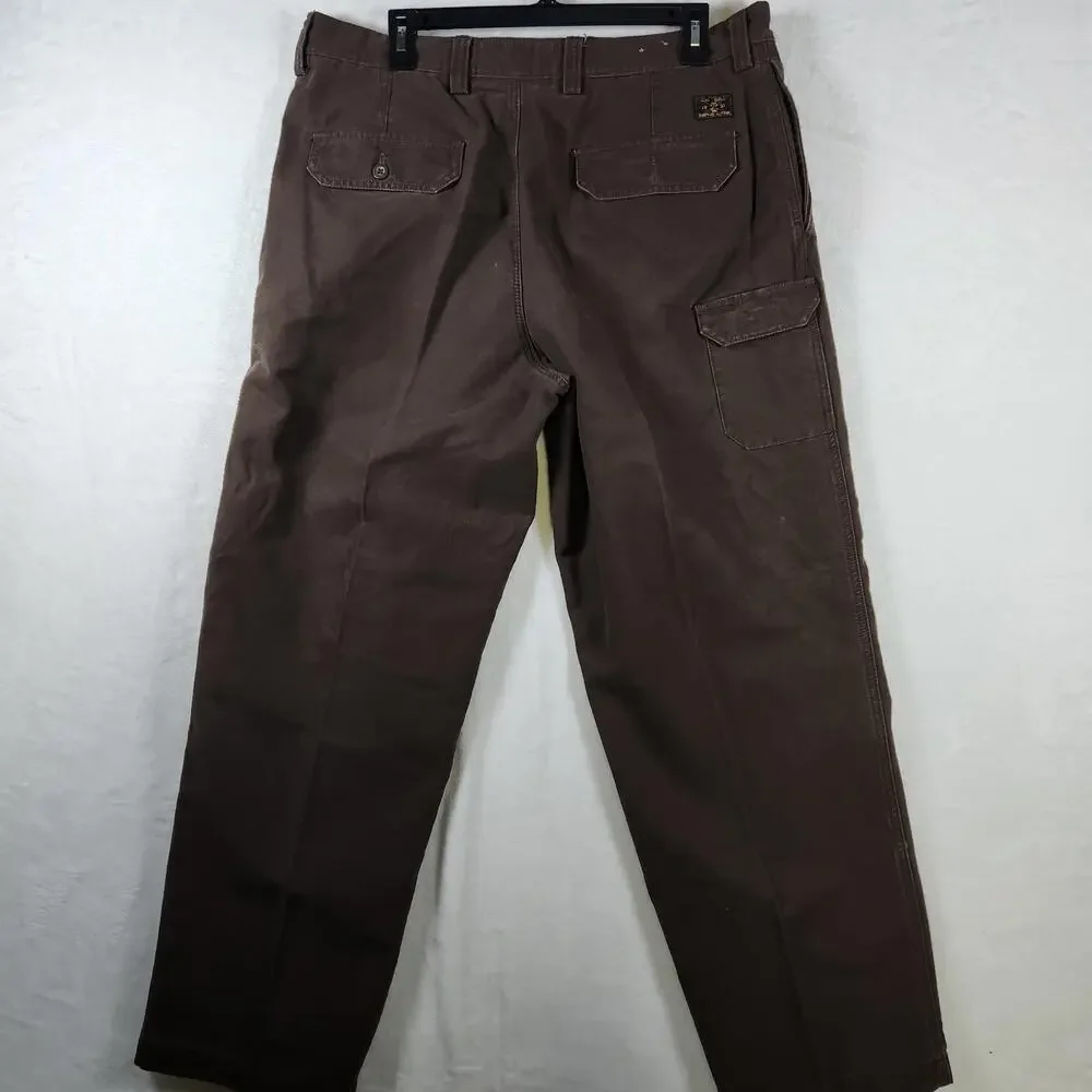 Izod Rock Washed Brown Denim Jeans‎ Size 36x30 Surplus Cotton Relaxed